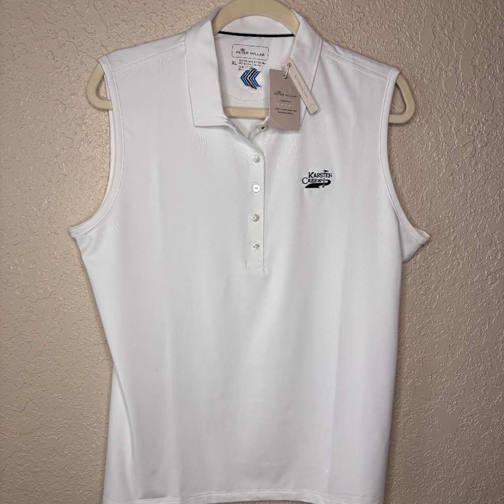 Peter Millar White Sleeveless Golf Performance Polo Women's Size Extra Large